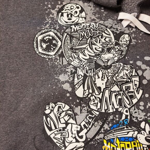 Walt Disney World Hoodie PULLOVER Mens SIZE M Grey HUGE GRAPHIC MICKEY MOUSE - Picture 8 of 10